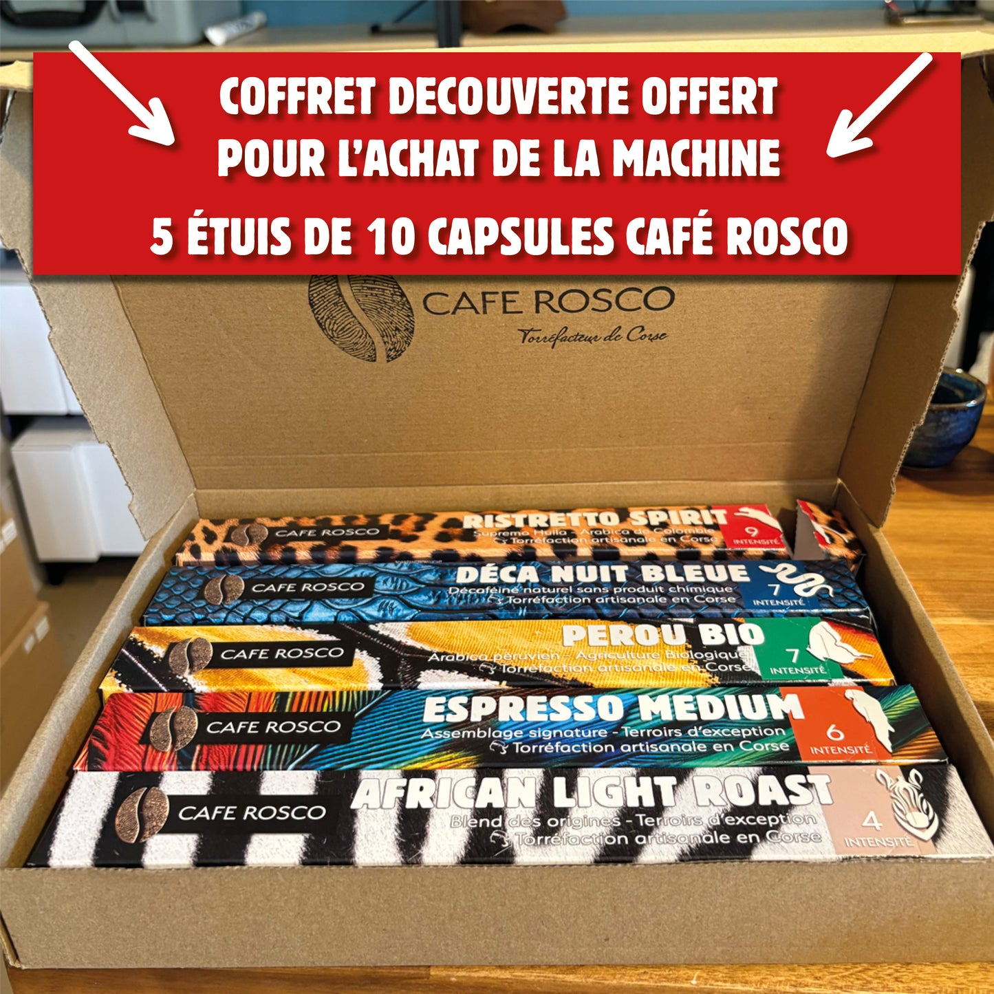 Machine à capsules CAFÉ ROSCO + 50 capsules offertes
