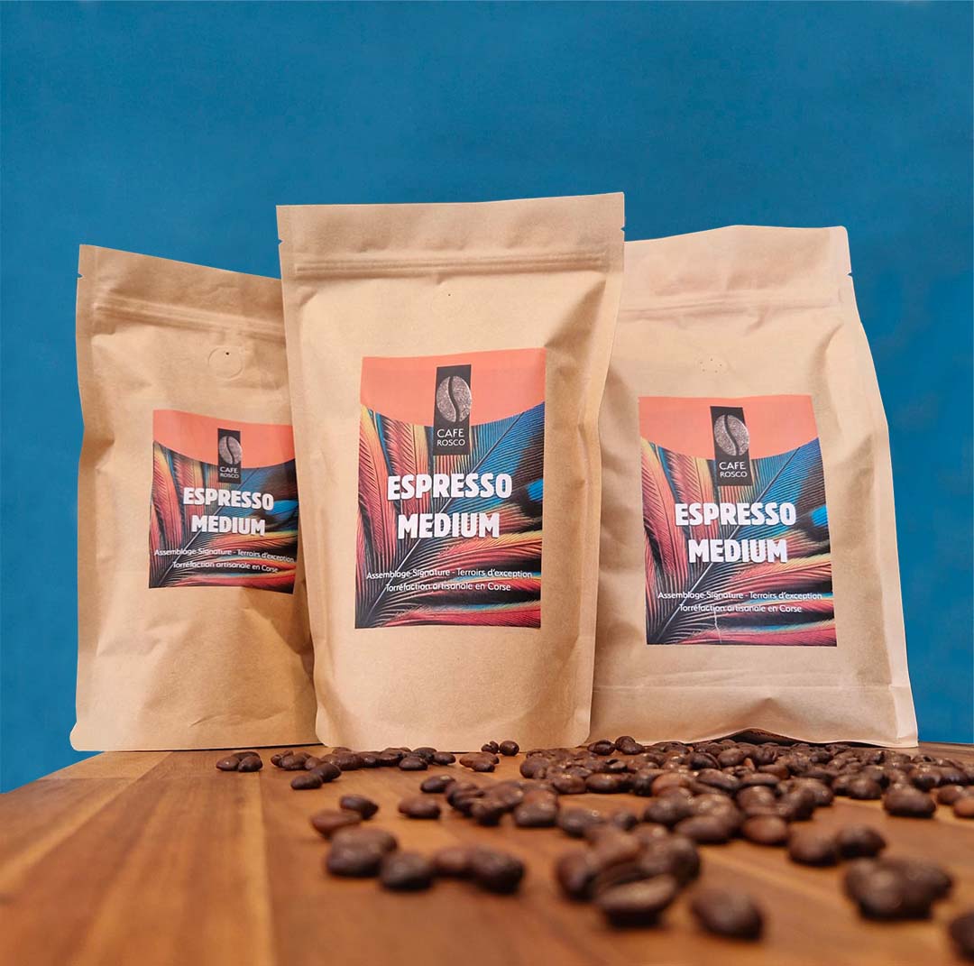 Café Rosco - Torréfaction artisanal en  Corse - café de spécialité - Assemblage signature Espresso - blend café du Bresil, café d'Ethiopie, café Honduras, café d'Inde 